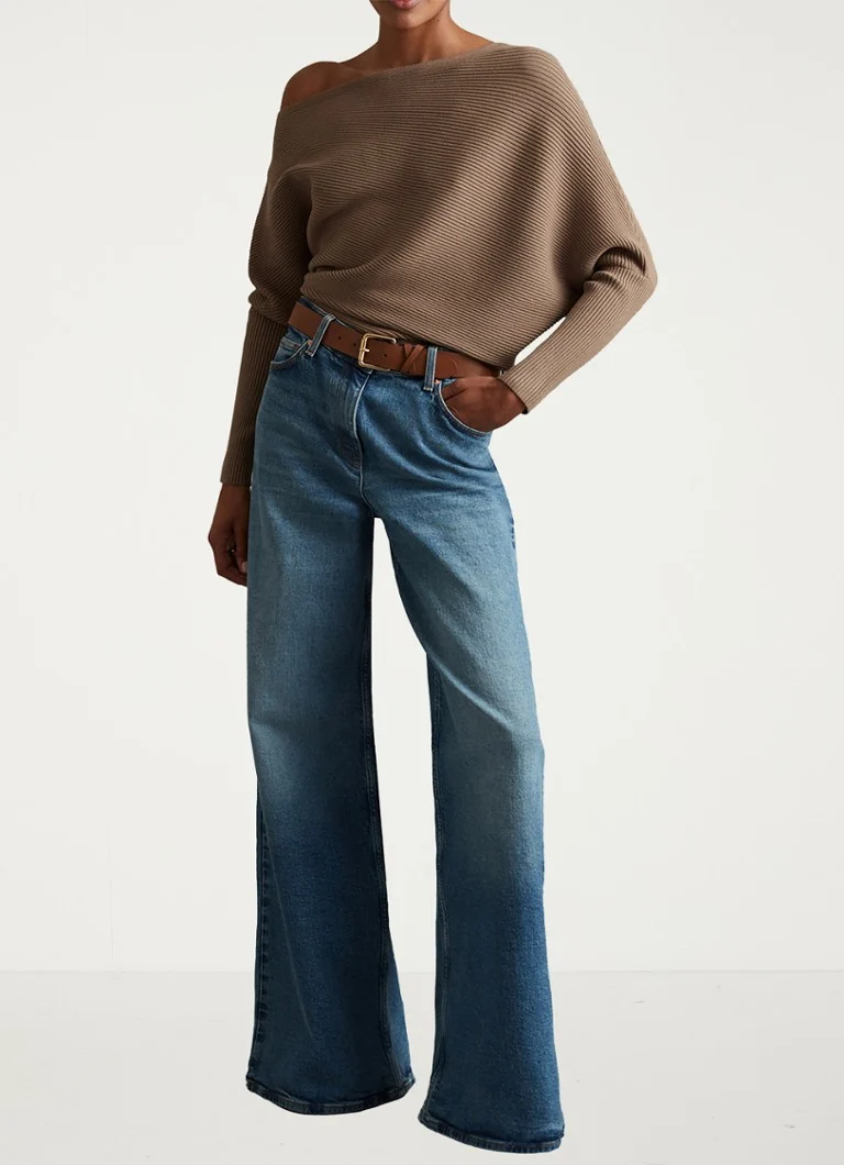 Top asimetric cu nervuri Reiss Lorna