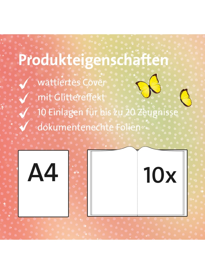 ROTH Zeugnismappe Schmetterling mit Glitzereffekt in Bunt günstig kaufen onesize