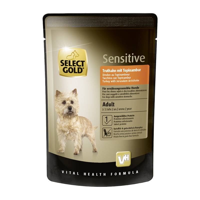 SELECT GOLD Hundenassfutter SELECT GOLD Sensitive Adult 12x100g Truthahn mit Topinambur