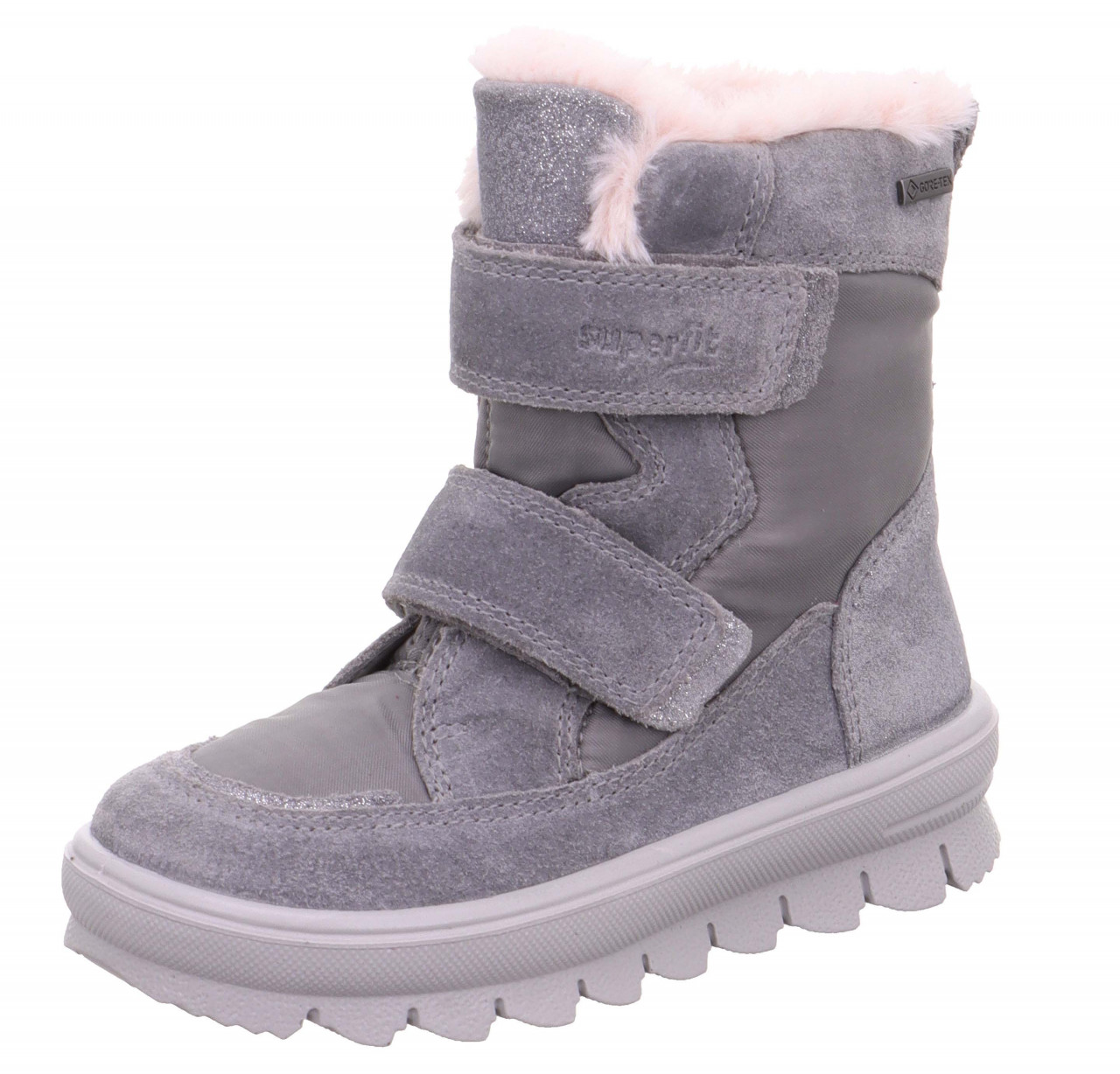 FLAVIA - Hellgrau Boots mit Klettverschluss
