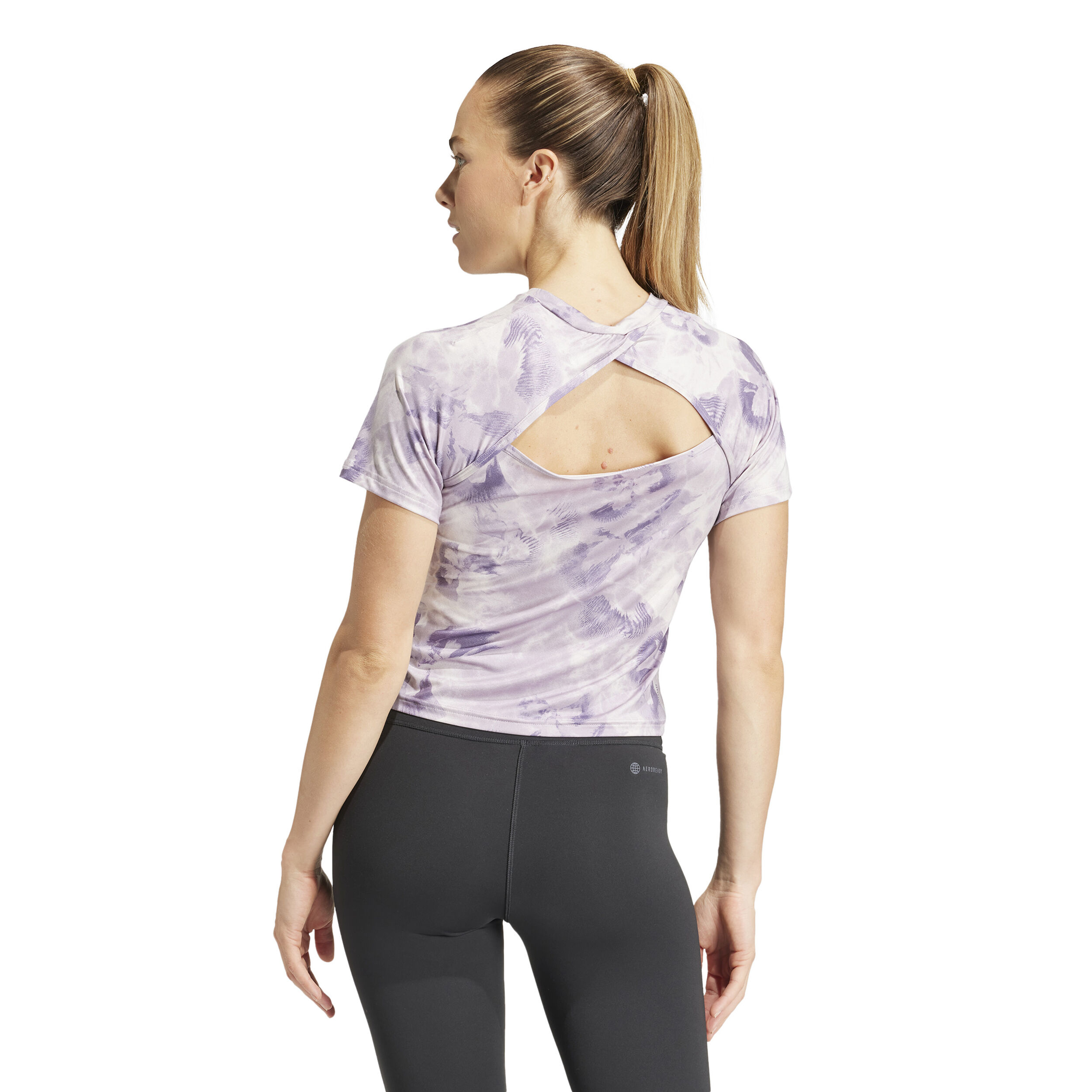 AOP Flower T-Shirt Damen - Flieder, Mehrfarbig