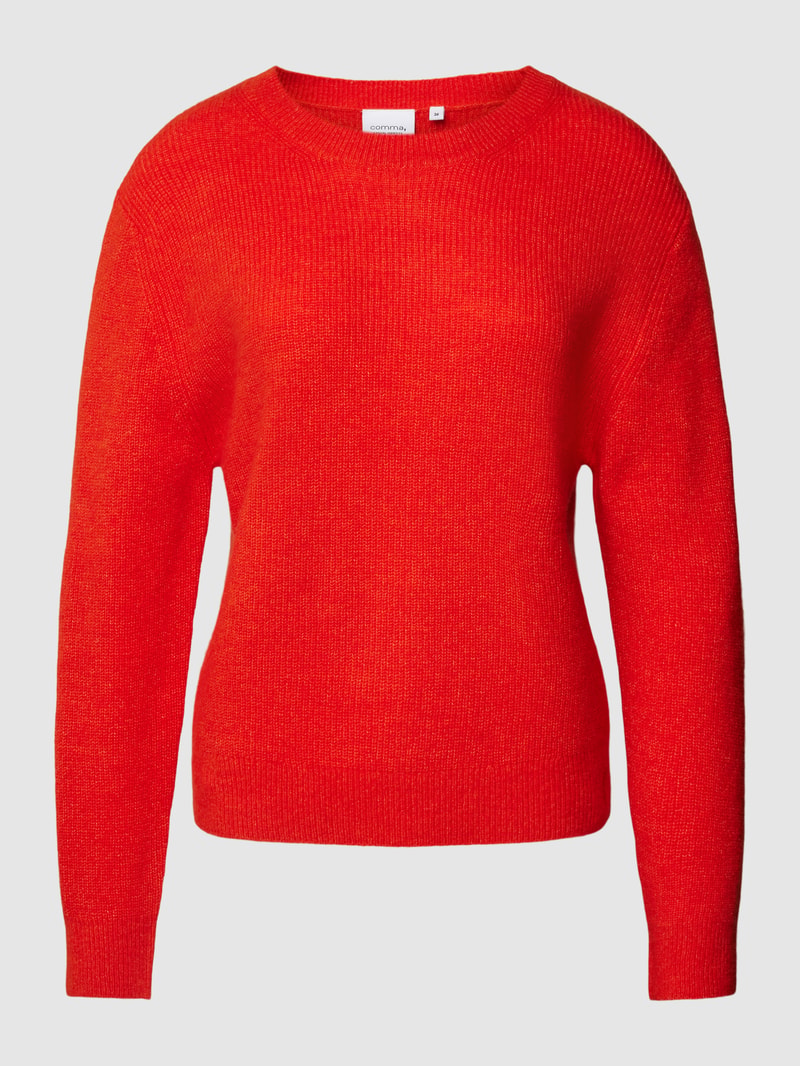 Strickpullover in unifarbenem Design in rot