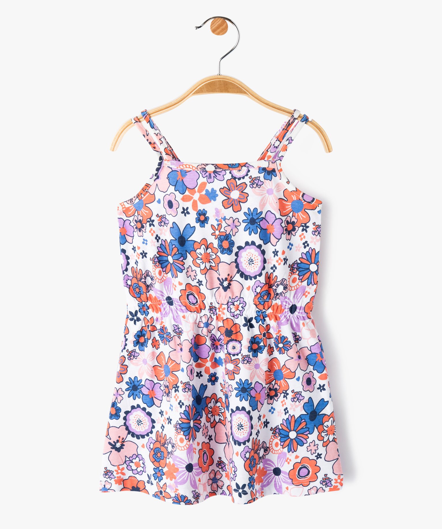 Robe bébé fille à bretelles fines et motifs fleuris ecru | GEMO