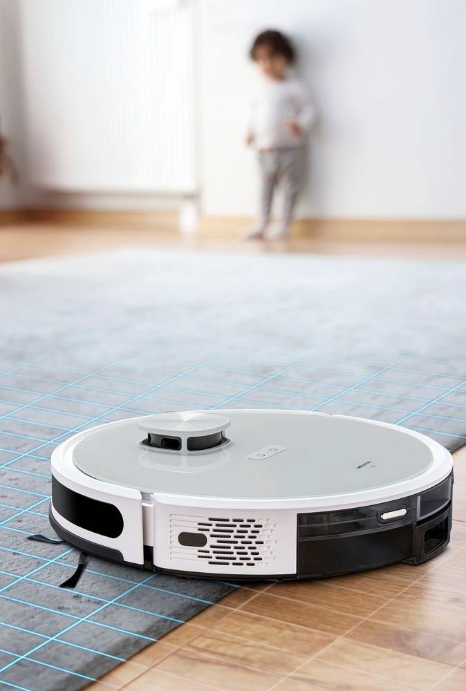 Medion® Nass-Trocken-Saugroboter Saug- und Wischroboter mit Absaugstation (X21 SW), App Steuerung und automatische Entleerung