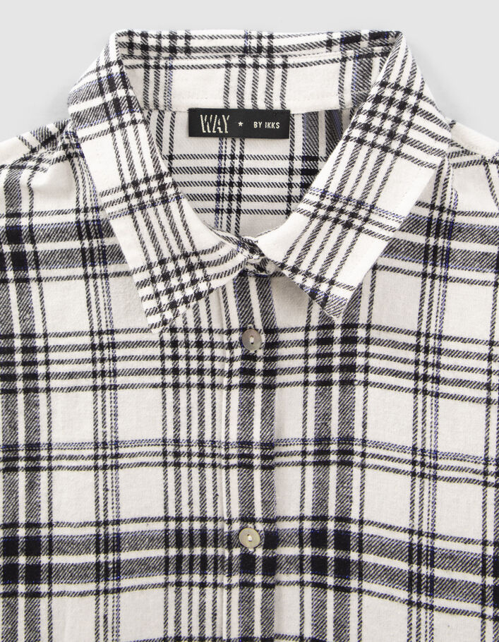 Chemise blanche et noire à carreaux fille
