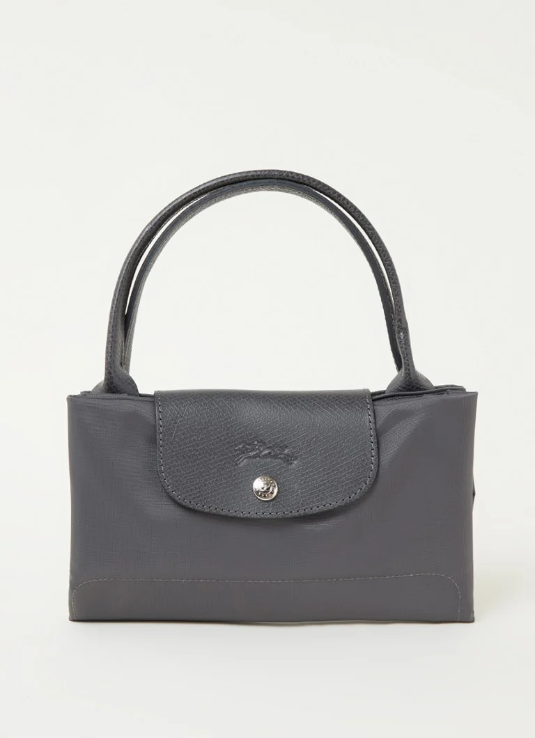 Geantă verde Longchamp Le Pliage, mărimea M, cu detalii din piele.