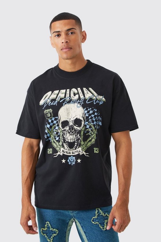 Oversize T-Shirt mit Racing Moto Print