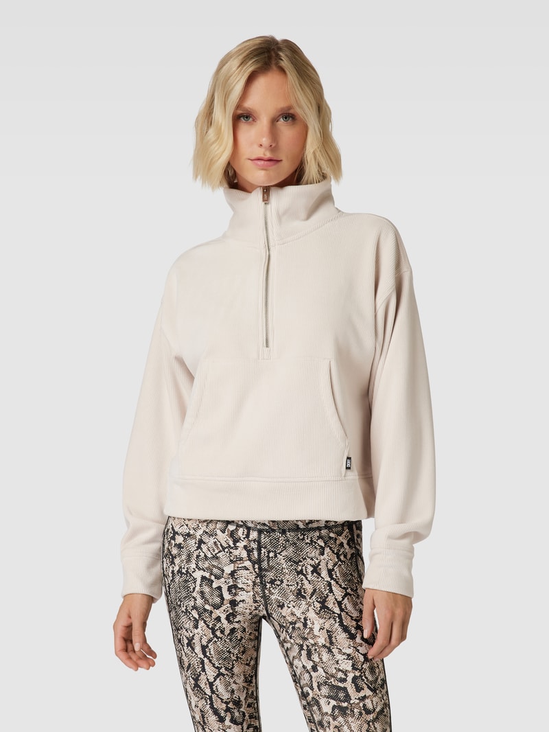 Sweatshirt mit kurzem Reißverschluss Modell 'TECH VELOUR' in stein
