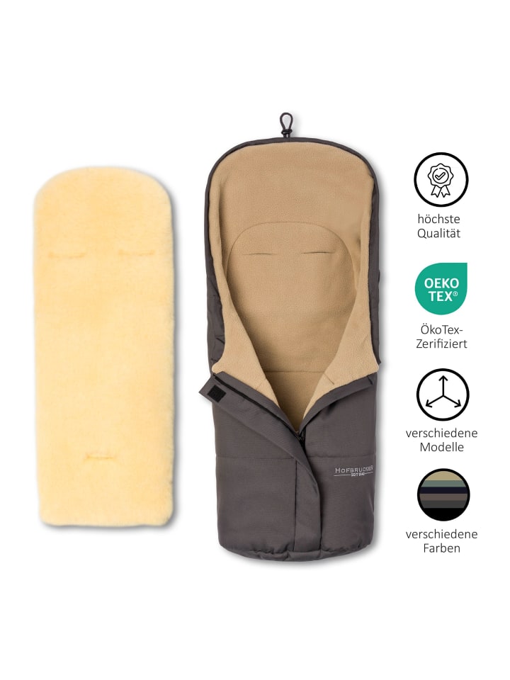 Hofbrucker Lammfell-Fußsäckchen Leni für Babyschale und Kinderwagen in Grau günstig kaufen onesize