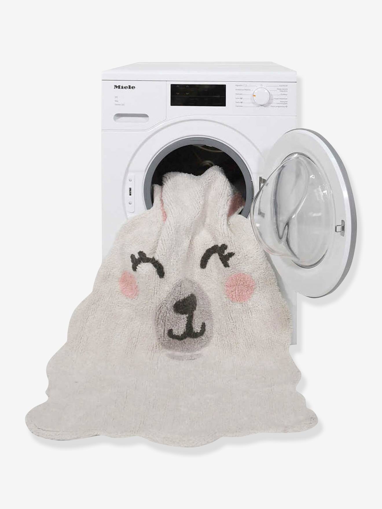 Tapis Coton lavable Smile like a Lama LORENA CANALS écru
