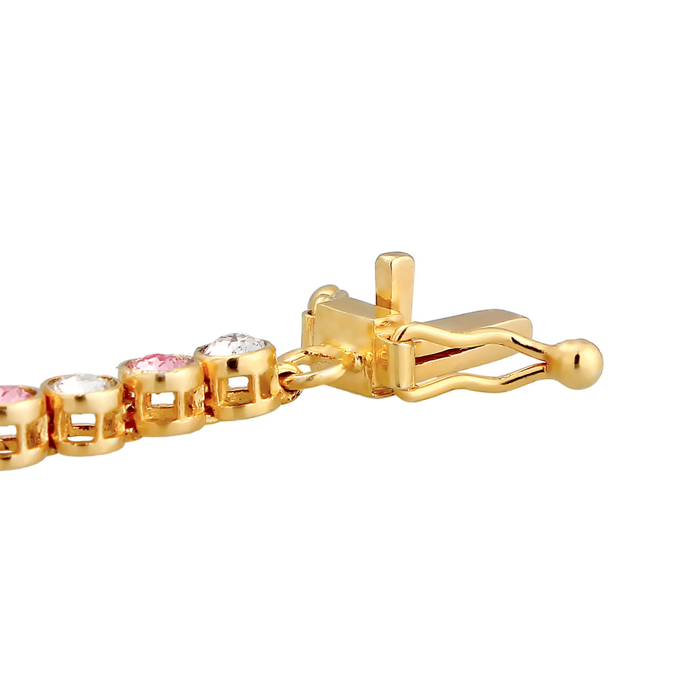 Elli PREMIUM Elli PREMIUM Bracelet Femmes Tennis Tendance étincelante avec cristaux Rose en ar Bracelet
