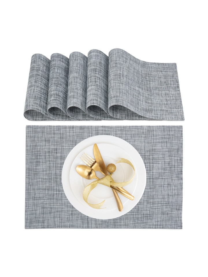 relaxdays 6tlg. Tischset in Grau - (B)45 x (T)30 cm günstig kaufen onesize