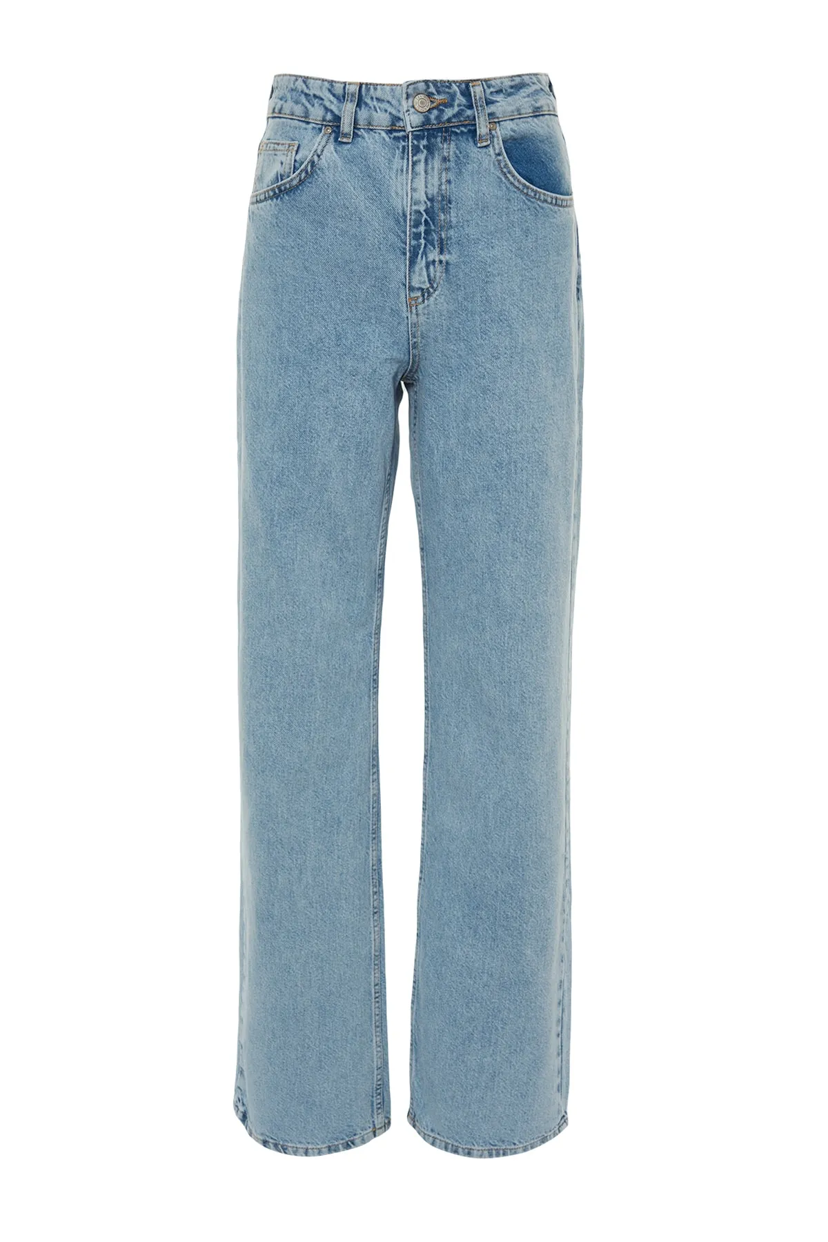 Trendyol Collection  Hellblaue Jeans mit hoher Taille und weitem Bein TWOSS23JE00068