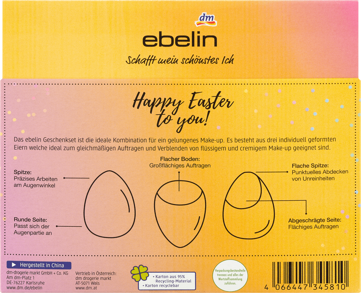 Geschenkset ebelin Make-Up Schwämmchen Happy Easter 3tlg, 1 St