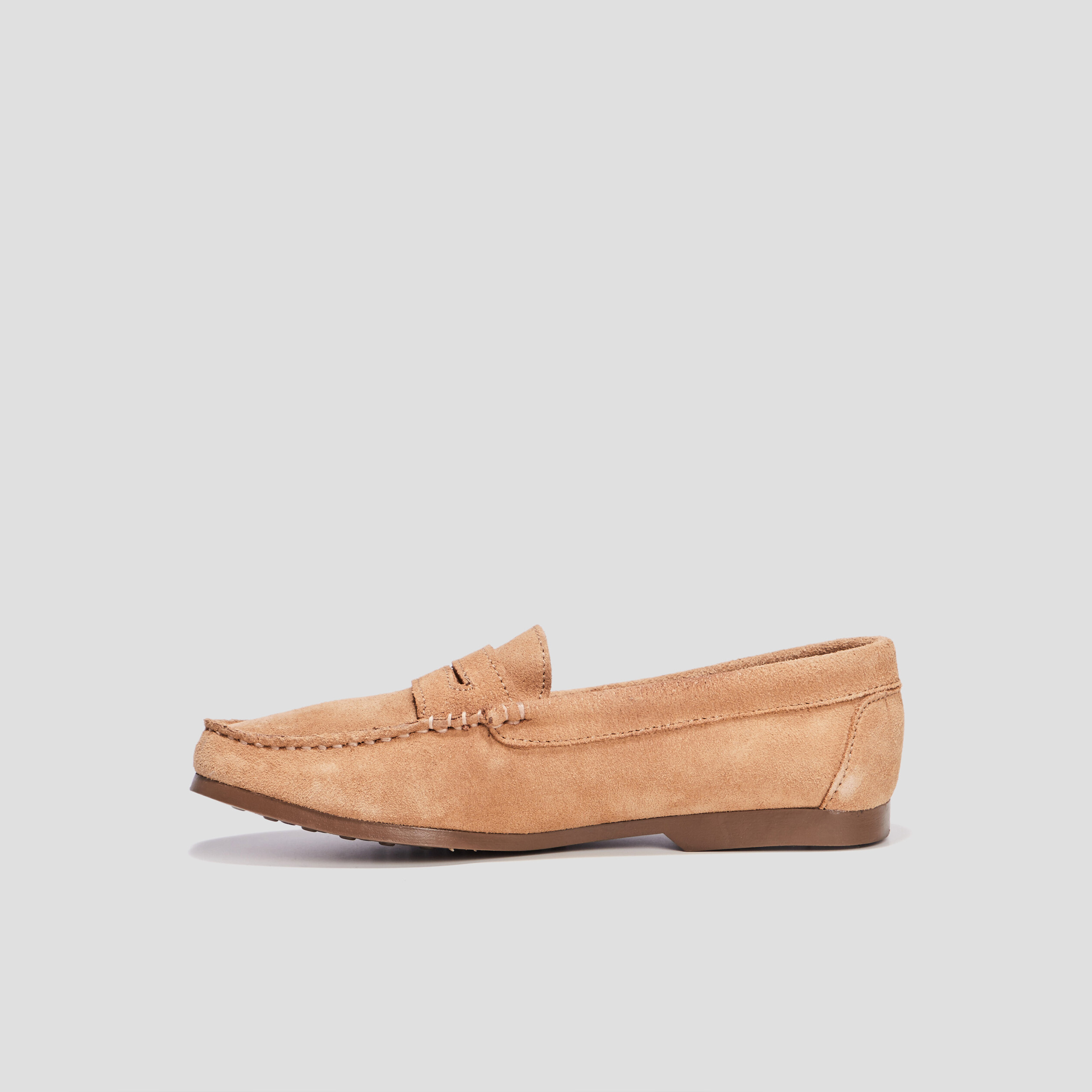 Mocassins aspect suédine en cuir beige femme | La Halle