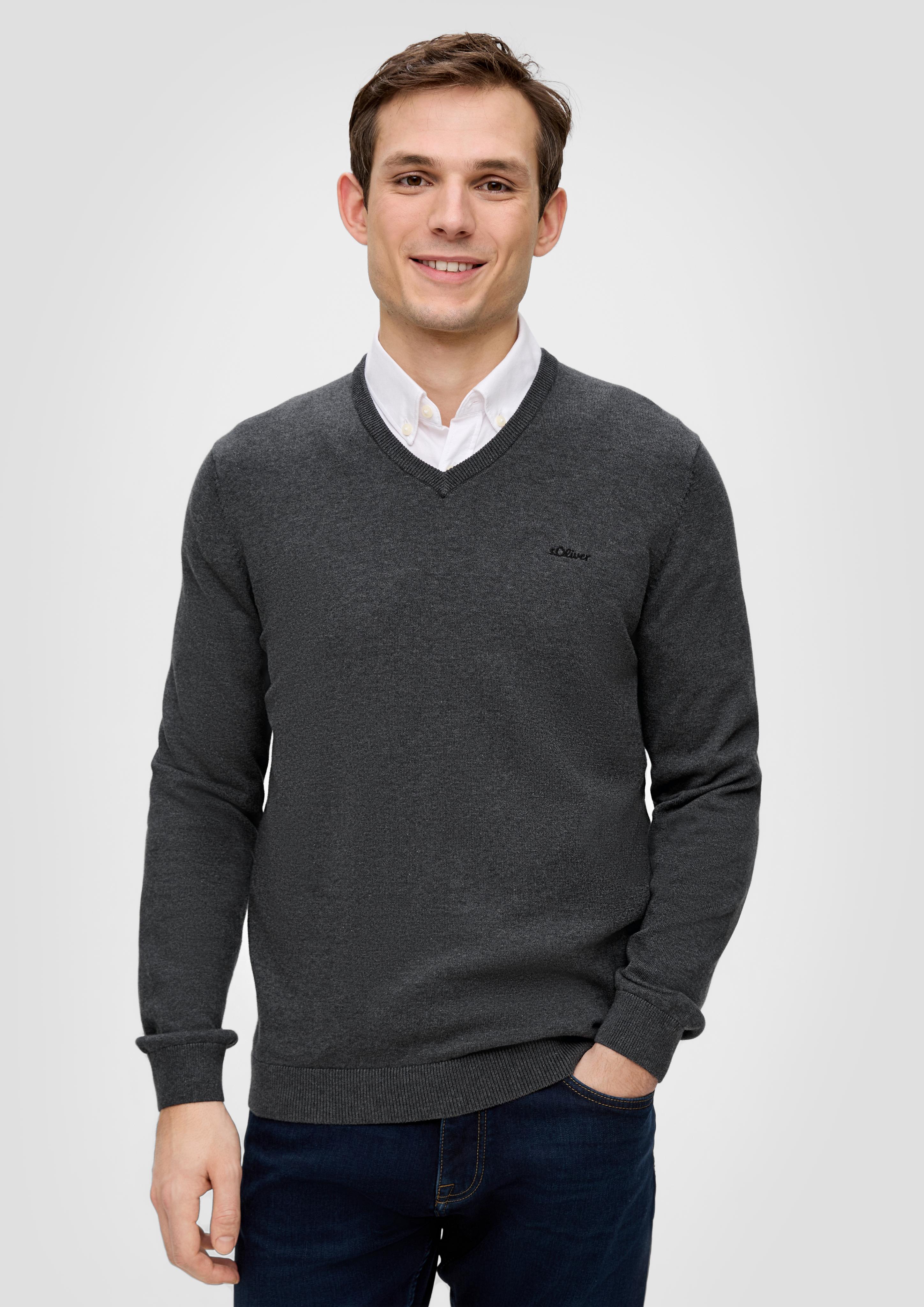 Strickpullover mit Logostickerei  2143174-98W2
