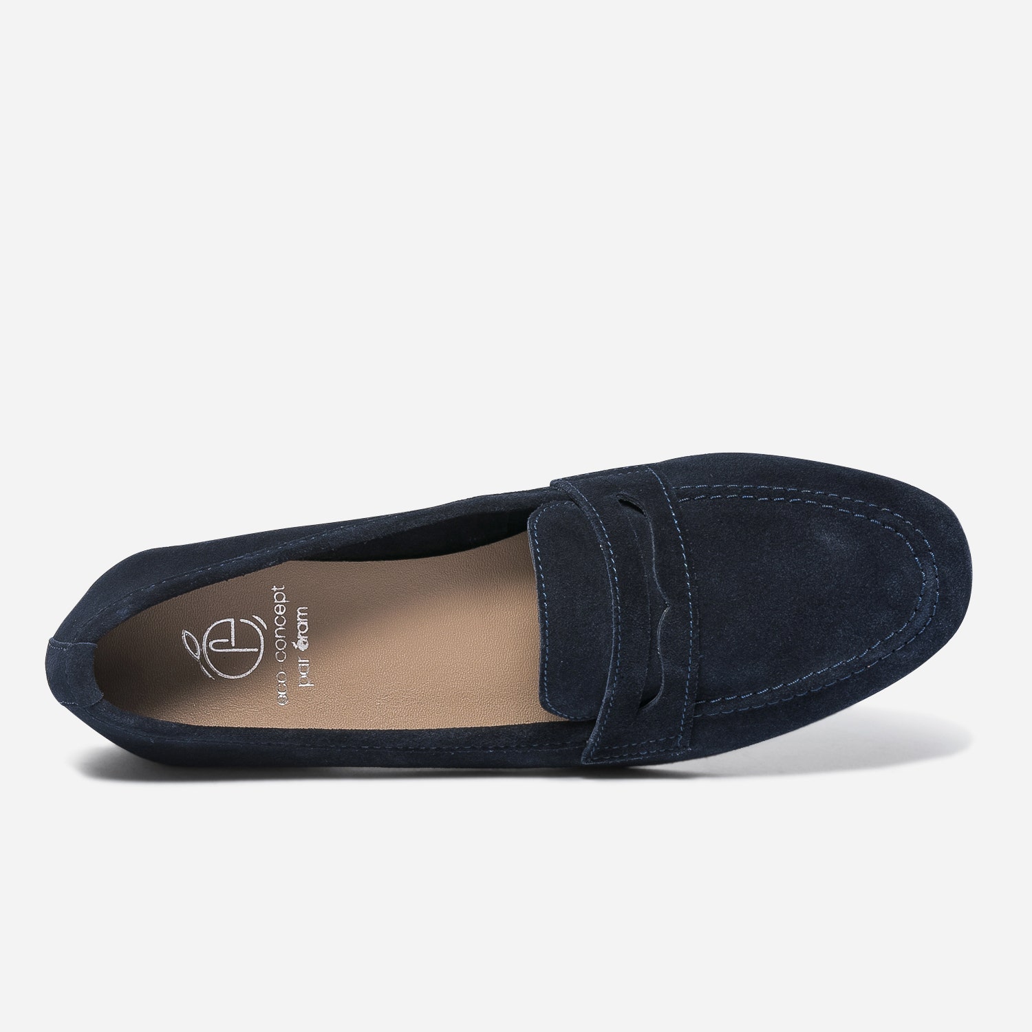 Mocassin marine éco-conçu en cuir velours