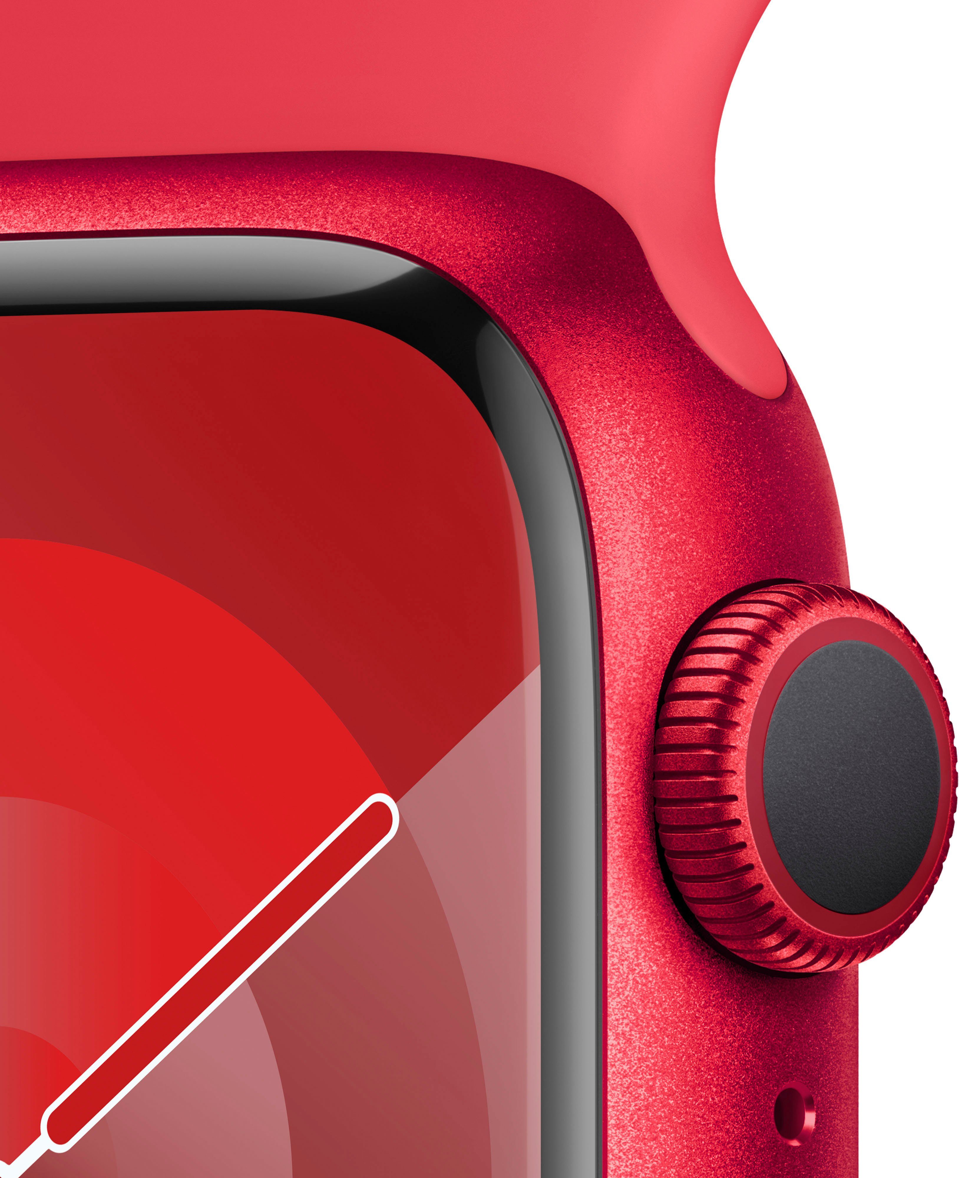 Apple Watch Series 9 GPS Aluminium 41mm S/M Smartwatch (4,1 cm/1,69 Zoll, Watch OS 10), Sport Band