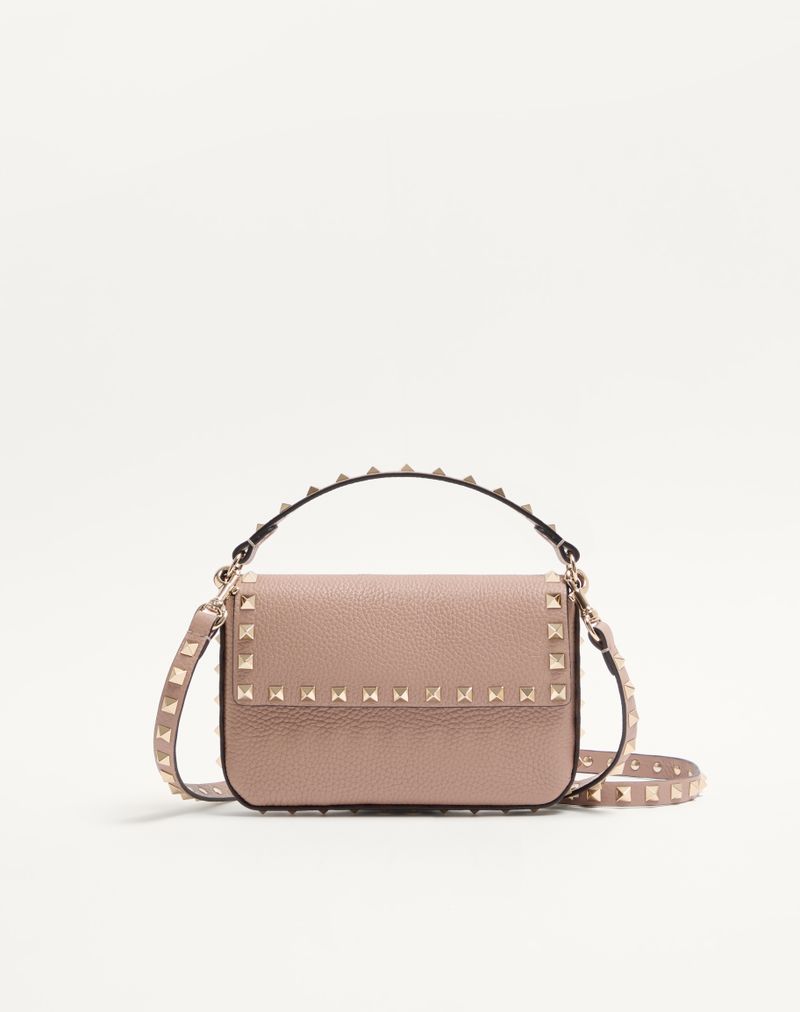 Rockstud-pung i granatfarvet kalveskind