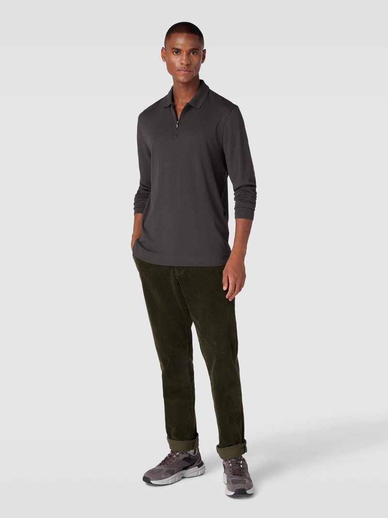 Poloshirt mit kurzerm Reißverschluss in anthrazit