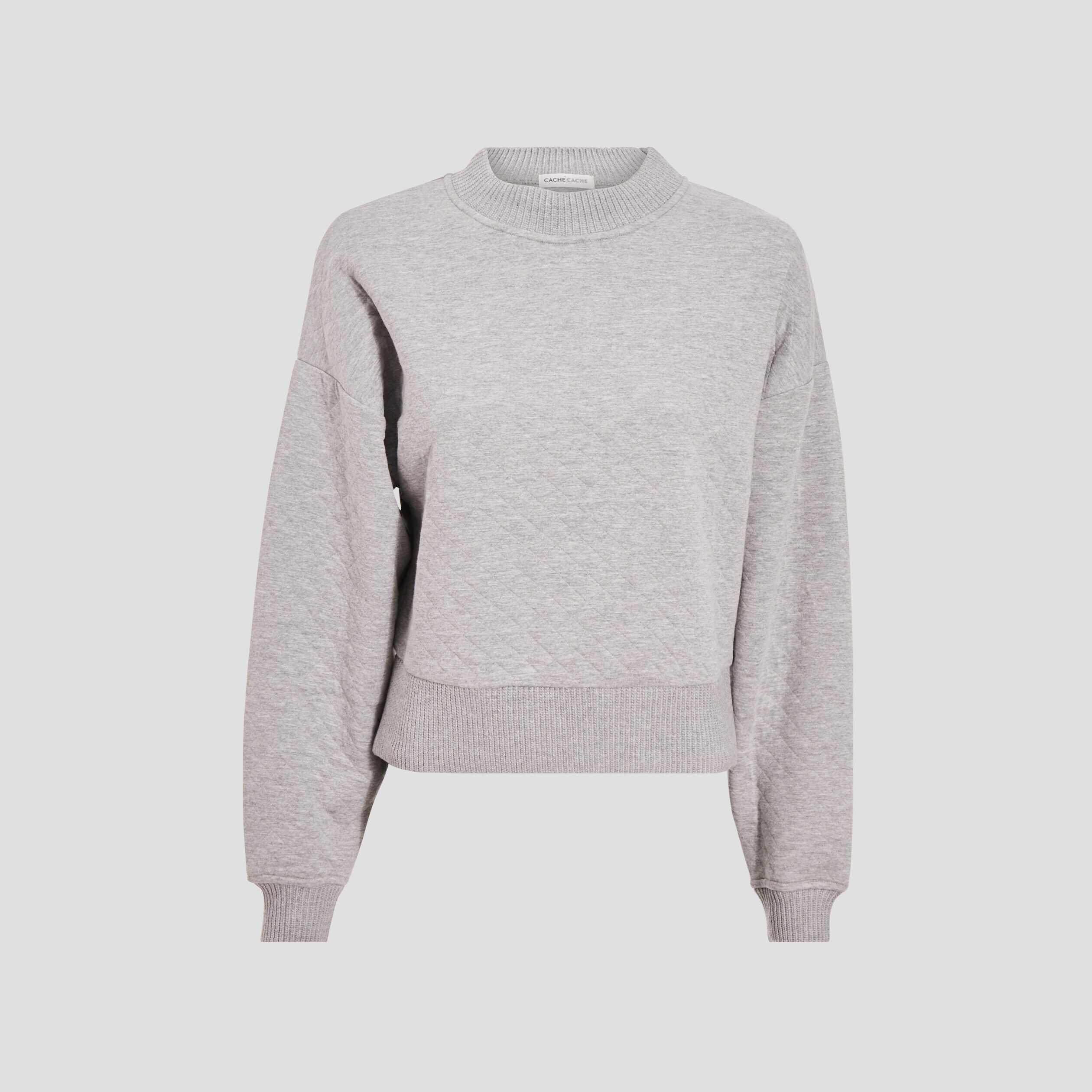 Sweat matelassé gris clair femme | Cache Cache