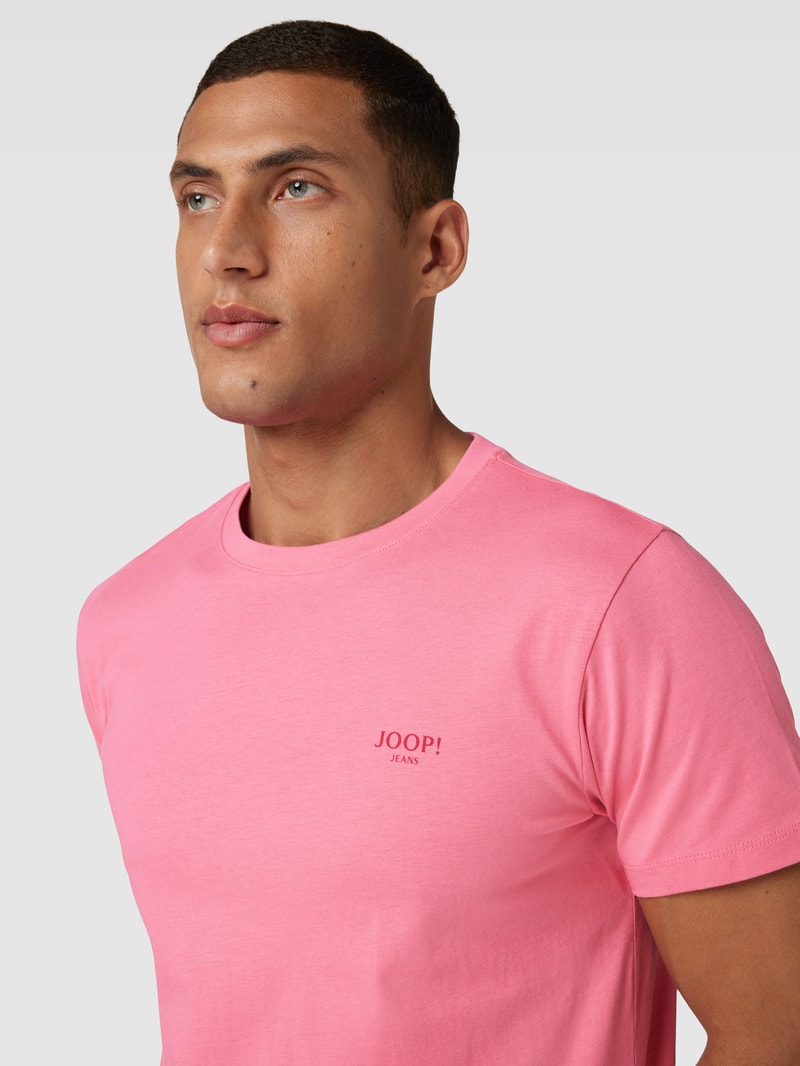T-Shirt mit Label-Print Modell 'Alphis' in pink