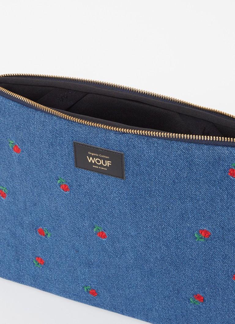 Wouf Amy 13 and 14 inch denim laptop sleeve with floral print