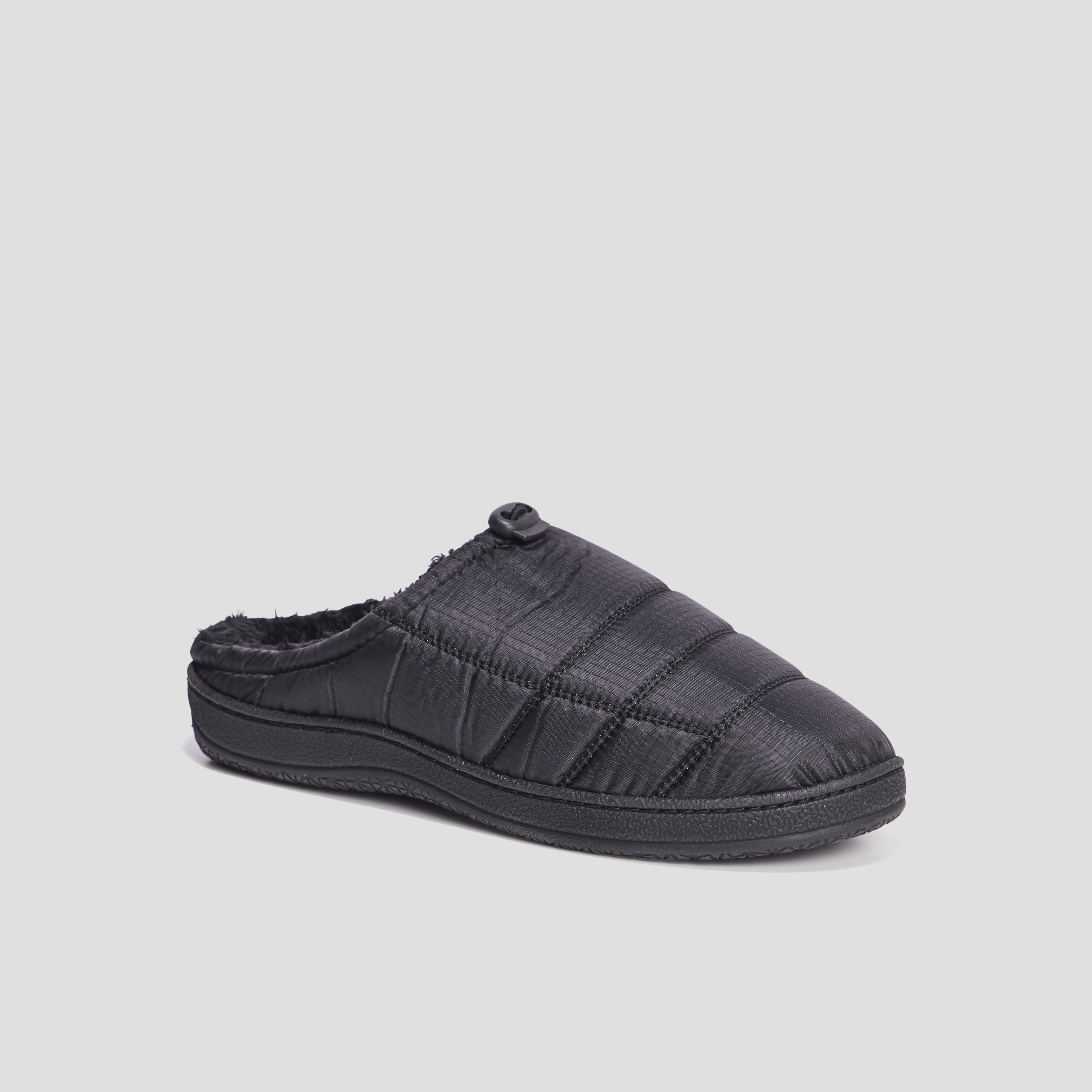 Chaussons mules matelassés fourrés noir homme | La Halle