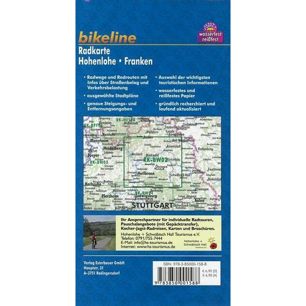 Bikeline Radkarte Deutschland Hohenlohe - Franken 1 : 75 000 - Fahrradkarte