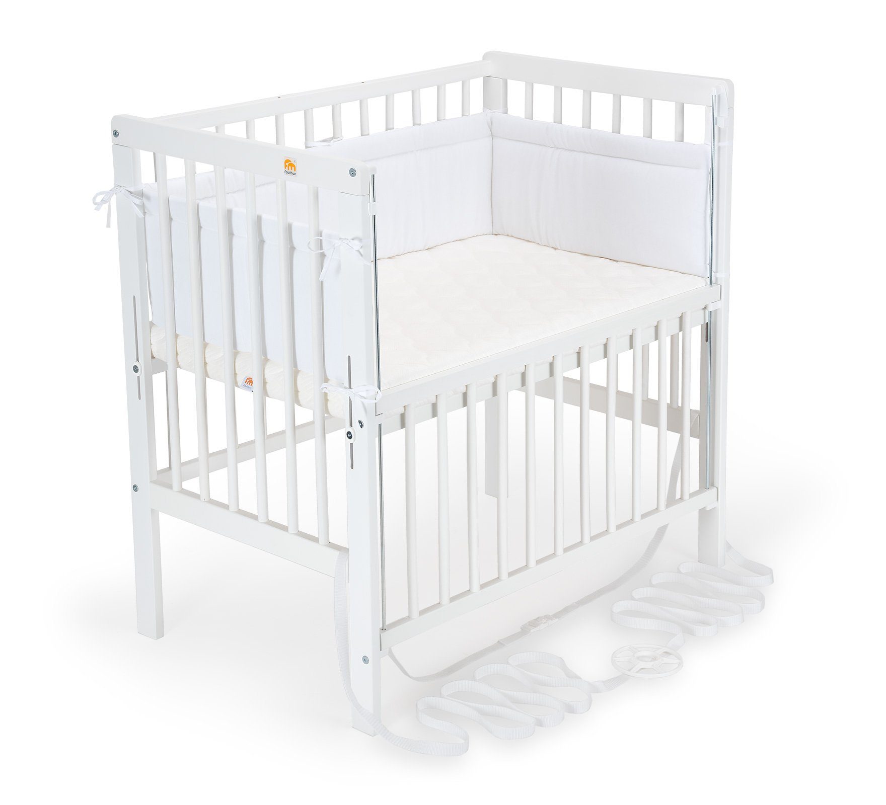 FabiMax Beistellbett Flex, 2in1, Beistellbett und Stubenbettchen in Einem, innovatives Seitenteil