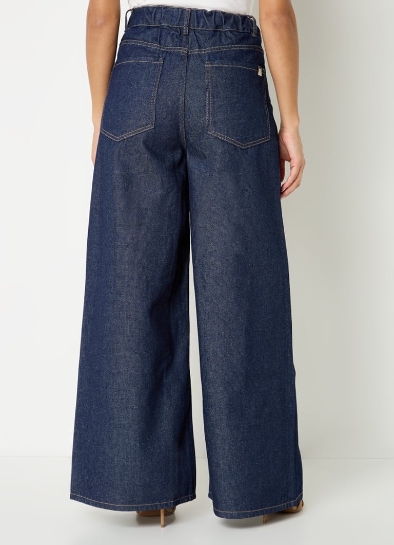 Jean MaxMara Malia taille haute à jambes larges, délavage foncé