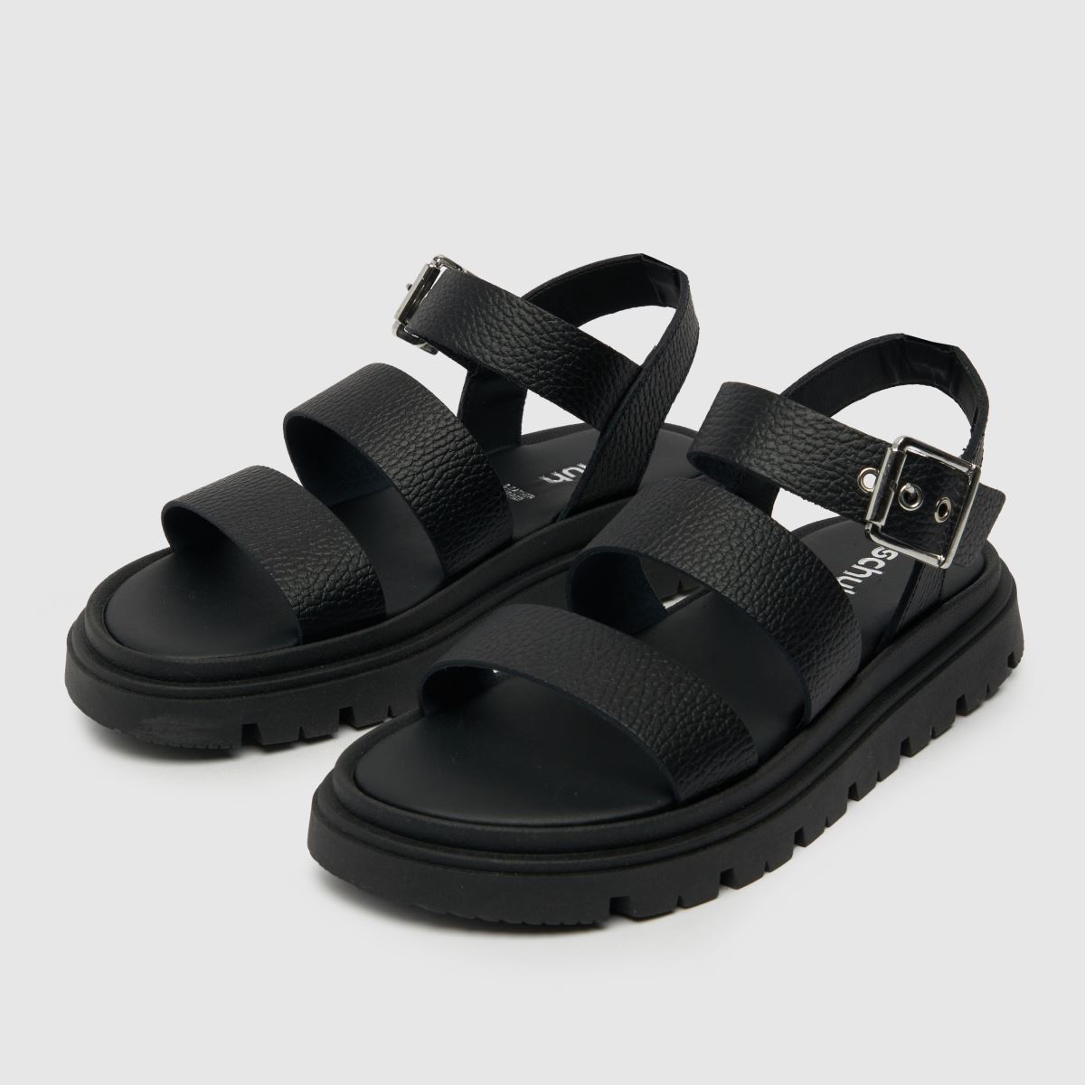 Schuh Tina – Svarta, grova lädersandaler
