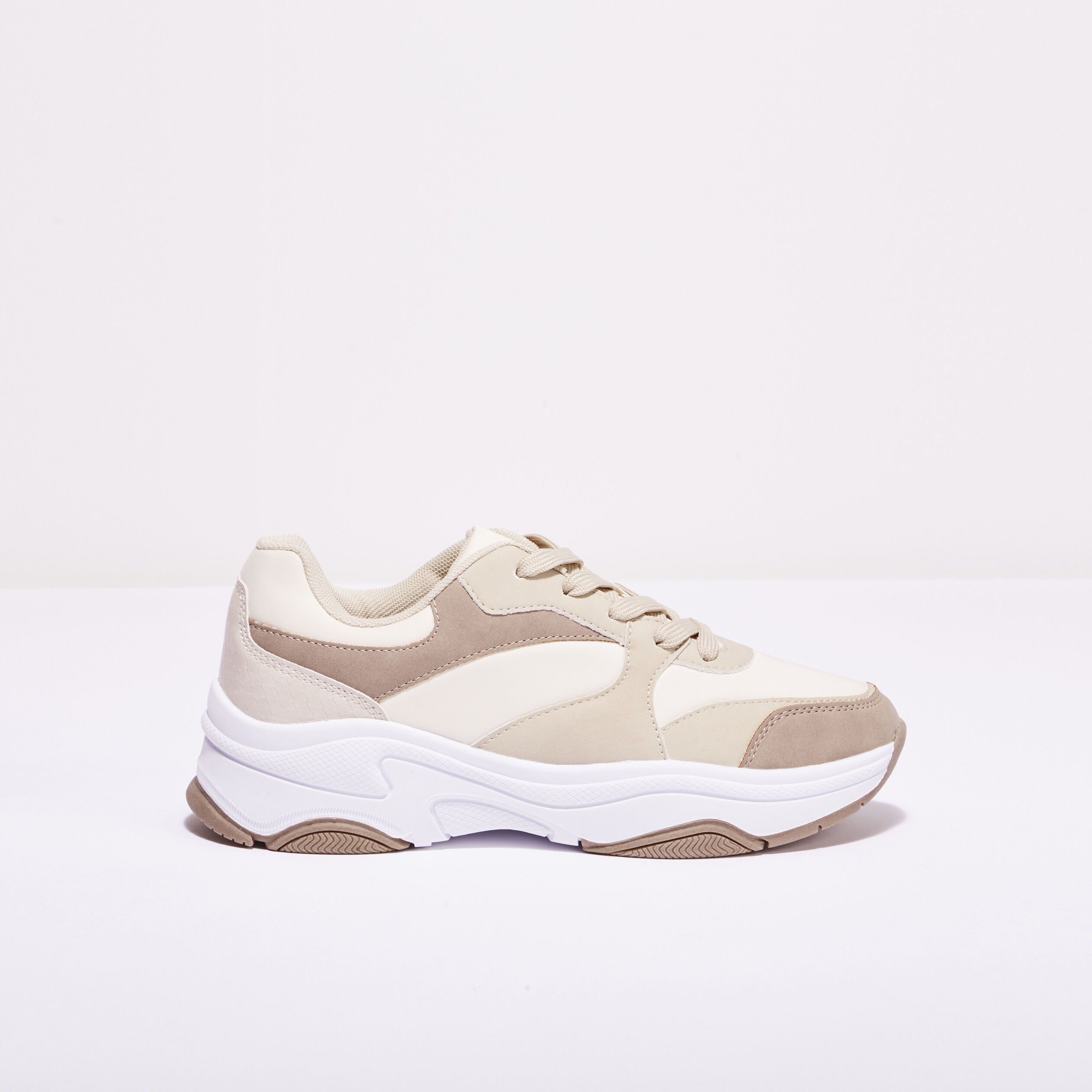 Baskets dad shoes à lacets sable femme | Cache Cache