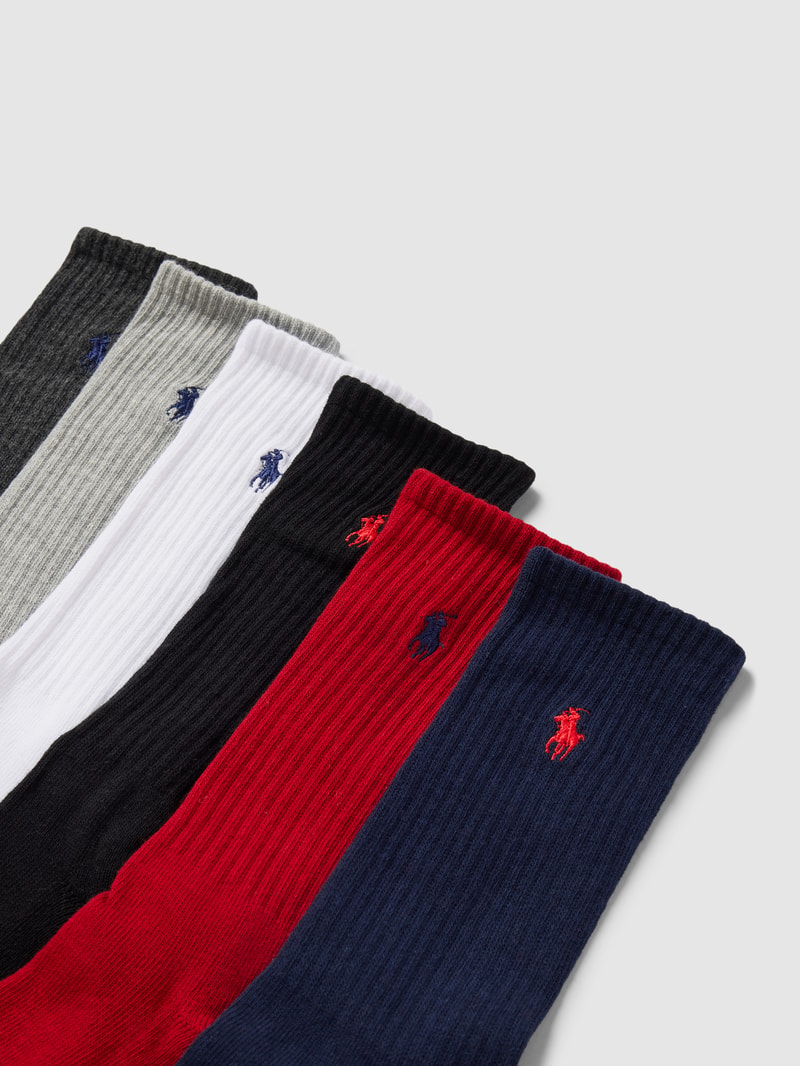 Socken mit Label-Print im 6er-Pack in mittelgrau meliert