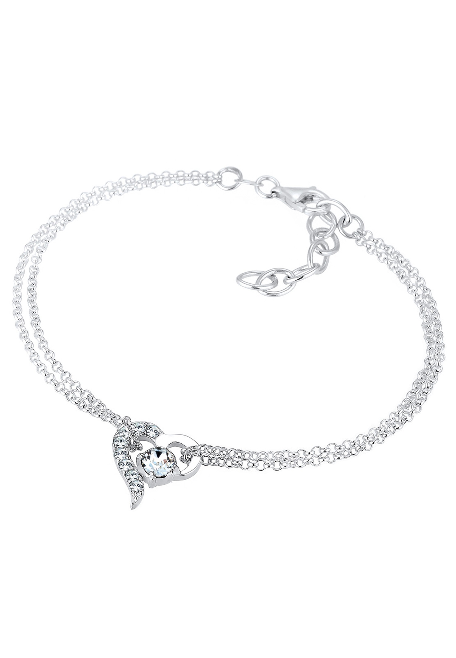 Colgante Elli para mujer con el símbolo del corazón del amor y cristales de plata de ley 925.