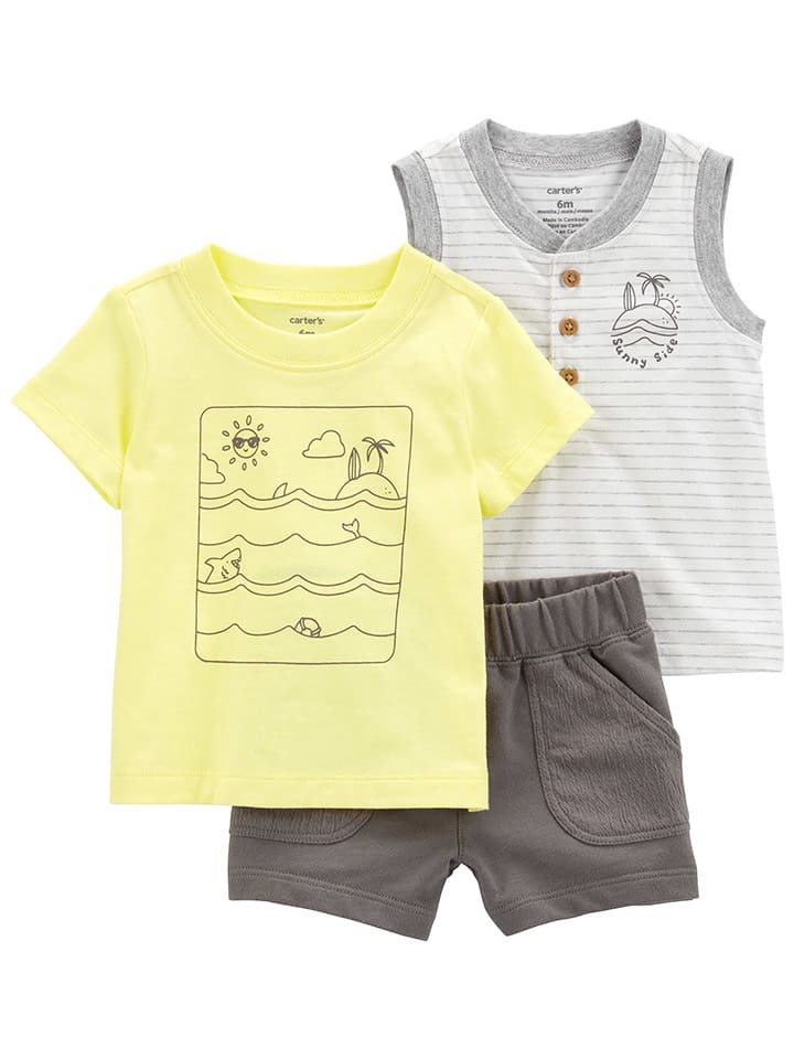 carter's 3tlg. Outfit in Gelb/ Weiß/ Braun günstig kaufen