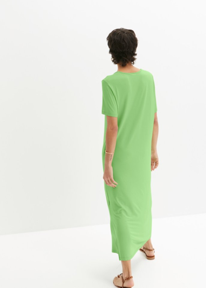Bequem geschnittenes Shirt-Kleid mit Schlitz in Midi-Länge