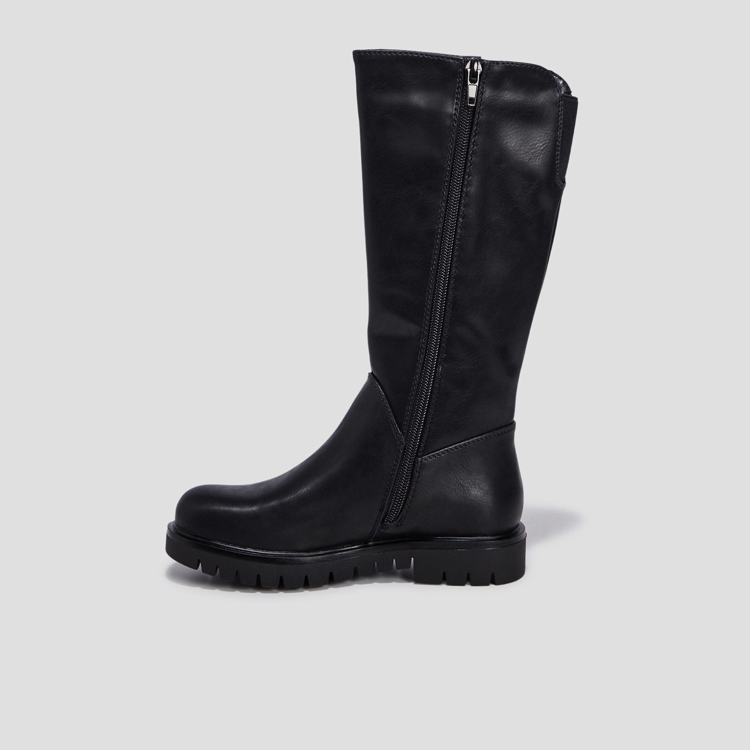 Bottes crantées zippées noir fille | La Halle