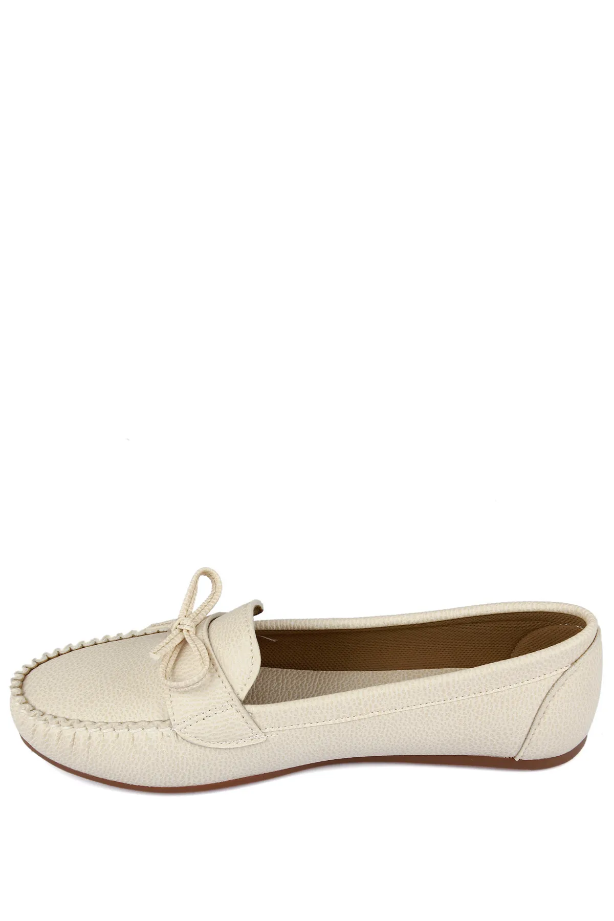 GÖNDERİ(R)  Beige, runde Zehenpartie, flache Sohle, Schleife für Damen-Ballerinas 30100