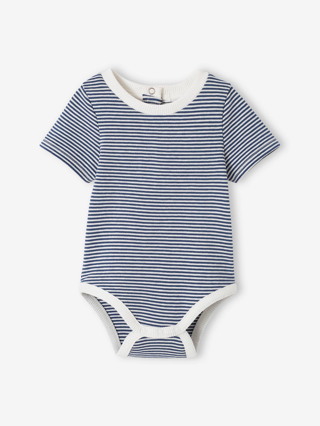 Vertbaudet Baby-Set: Latz-Shorts, Body & Sonnenhut - bleached
