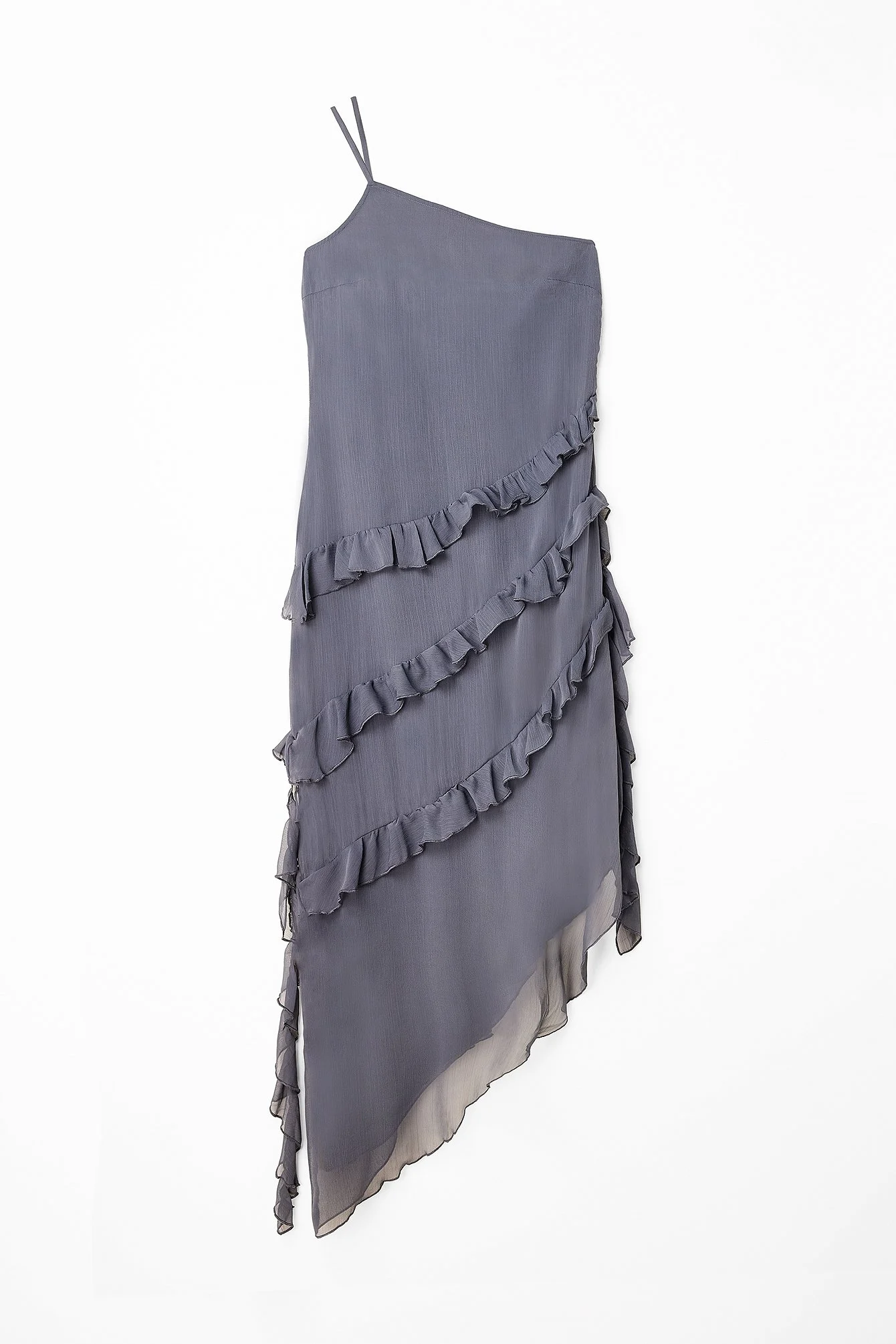 Chiffon-Midikleid mit Rüschen