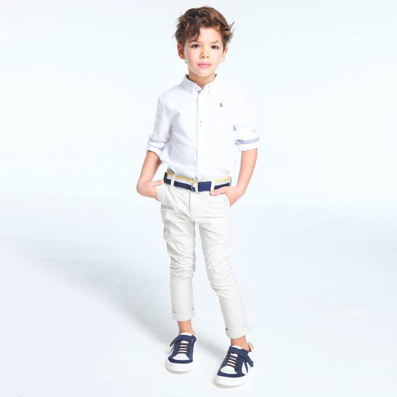 Chemise Oxford à col américain blanche garçon