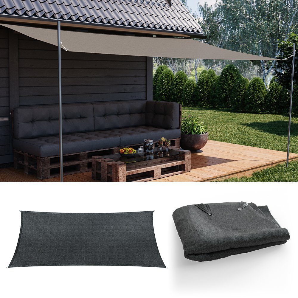 Oskar-Store Sonnensegel Sonnenschutz Rechteck 2x4 Anthrazit UV-Schutz HDPE