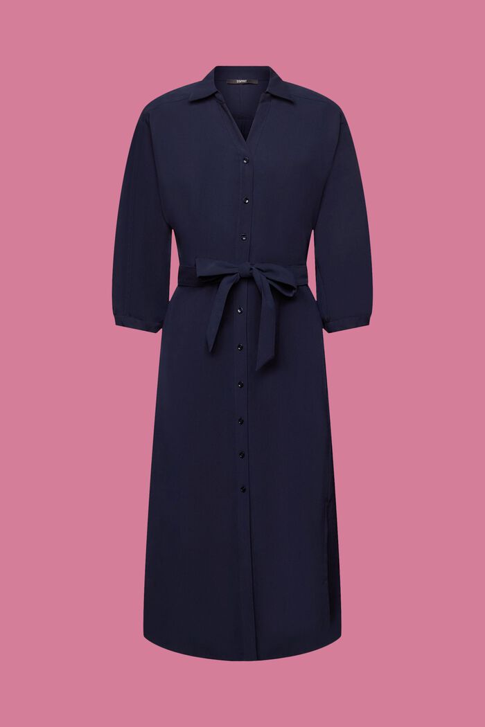 Gewebtes Midikleid im Hemdstil