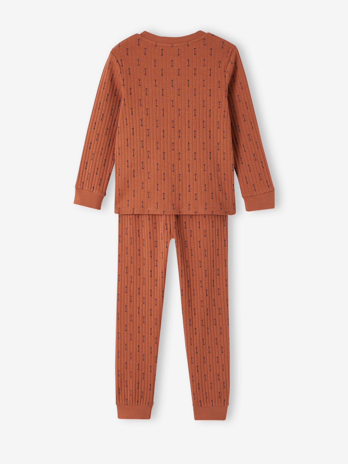 Pyjama flèches garçon en maille côtelée cacao