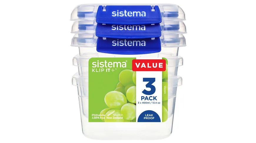 sistema Lunchbox Rectangle Klip IT 400ml 3er Pack
