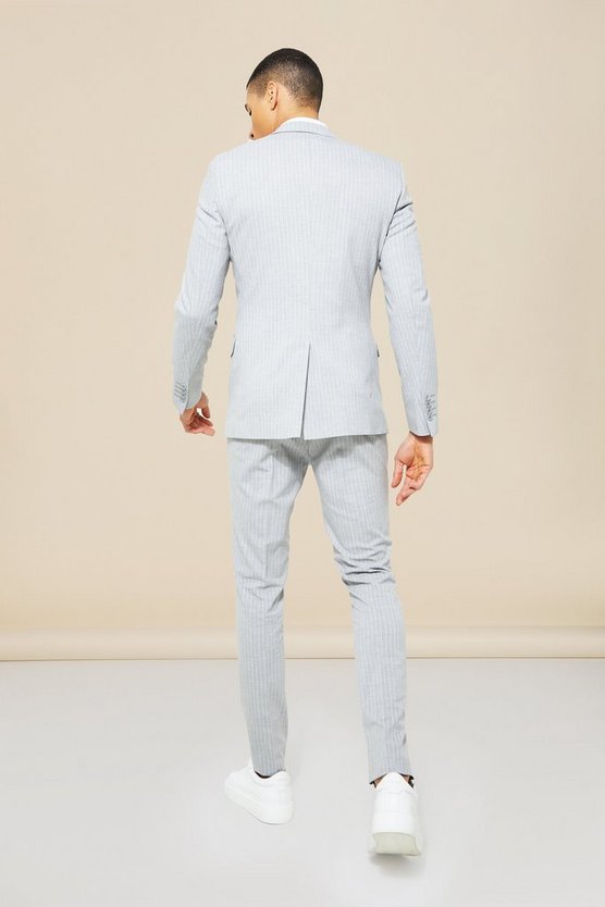 Einreihige Skinny Anzugjacke mit Nadelstreifen