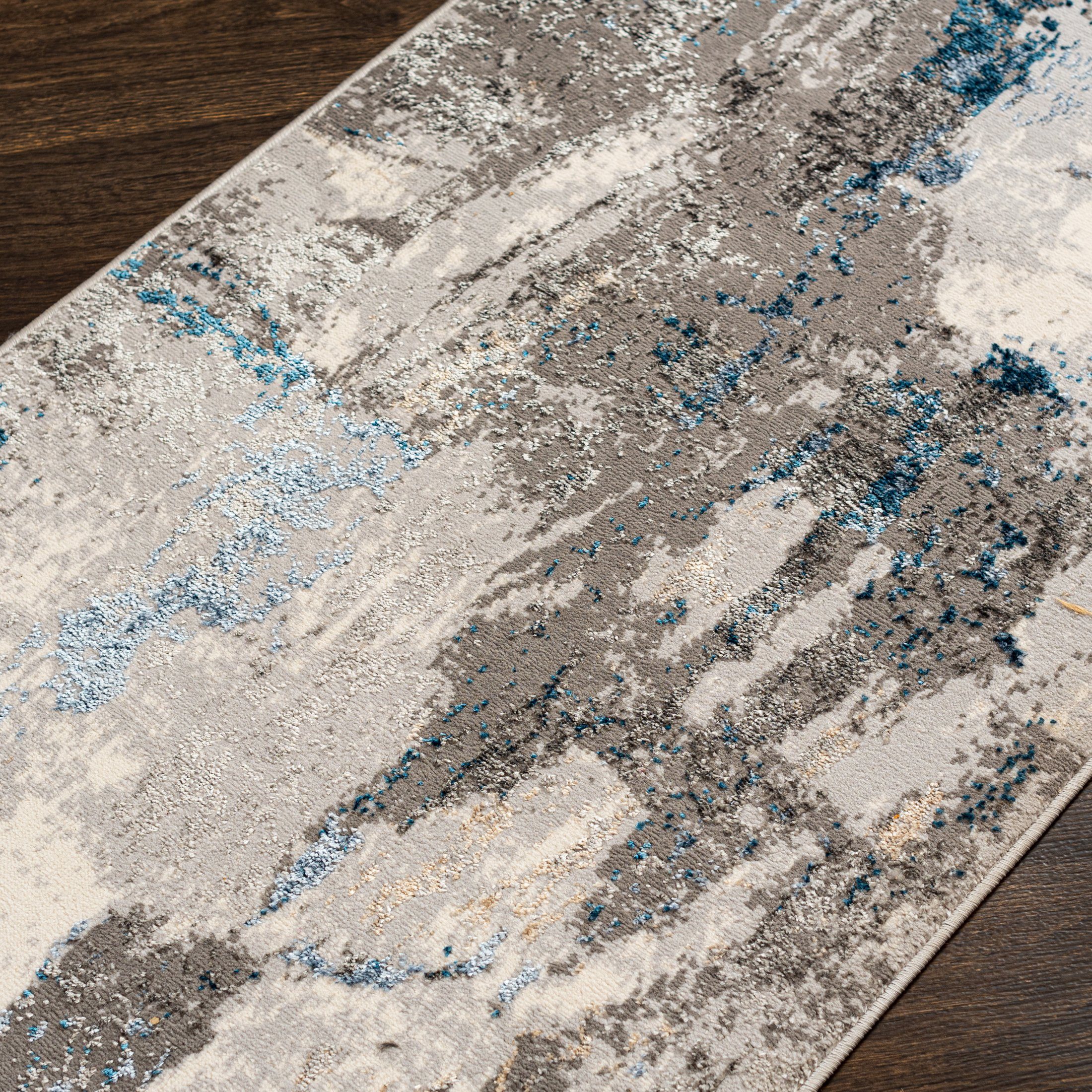 Läufer Läufer Flurläufer Modern für Vorzimmer - Abstrakt - Beige Grau Blau, Mazovia, 60 x 100 cm, Kurzflor, Meterware, Höhe 8 mm, Kurzflor - niedrige Florhöhe