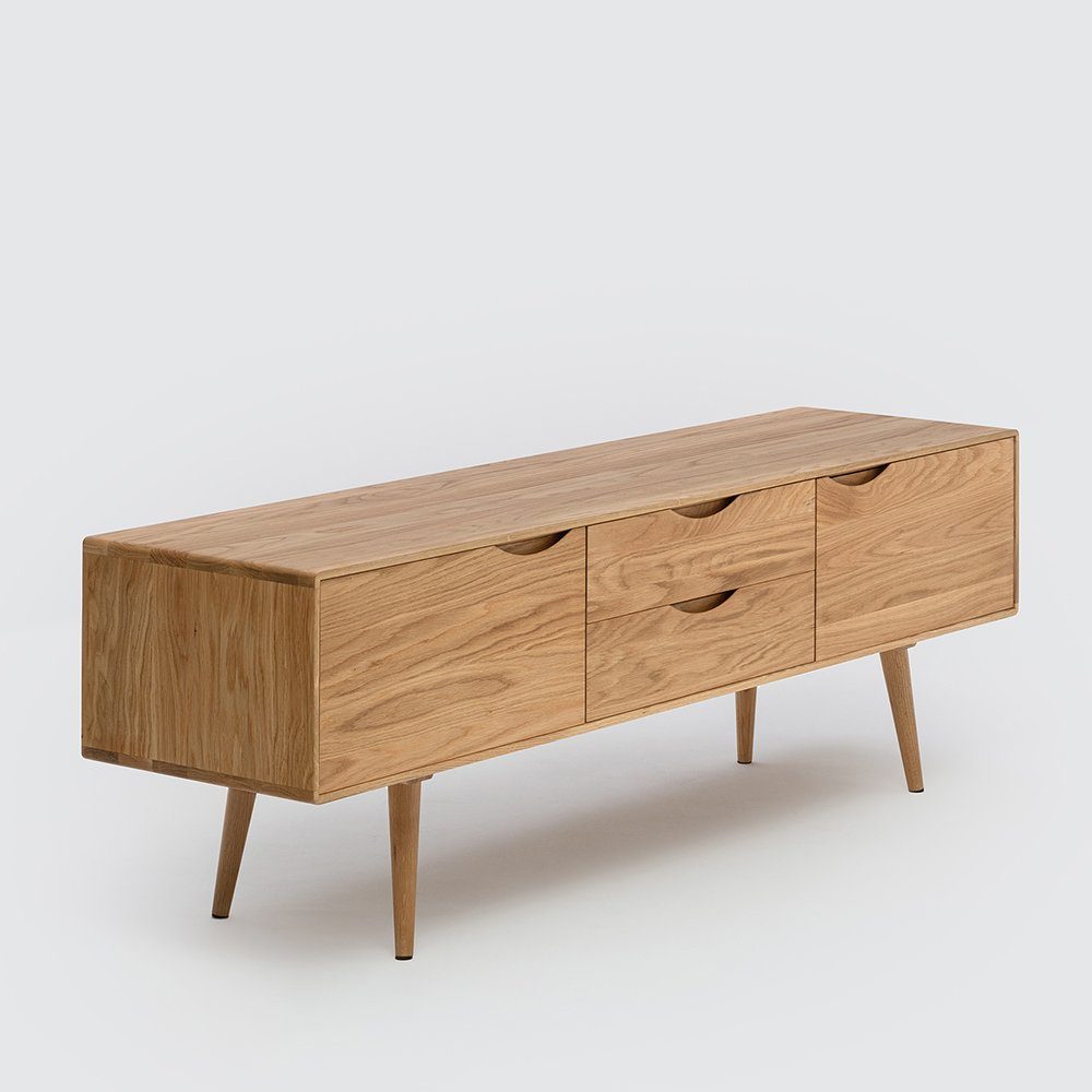 Mobello Sideboard Elegante Kommode aus Massiv Eichenholz, Stilvoller Mehrzweckschrank für Zuhause, 160x40x53 cm