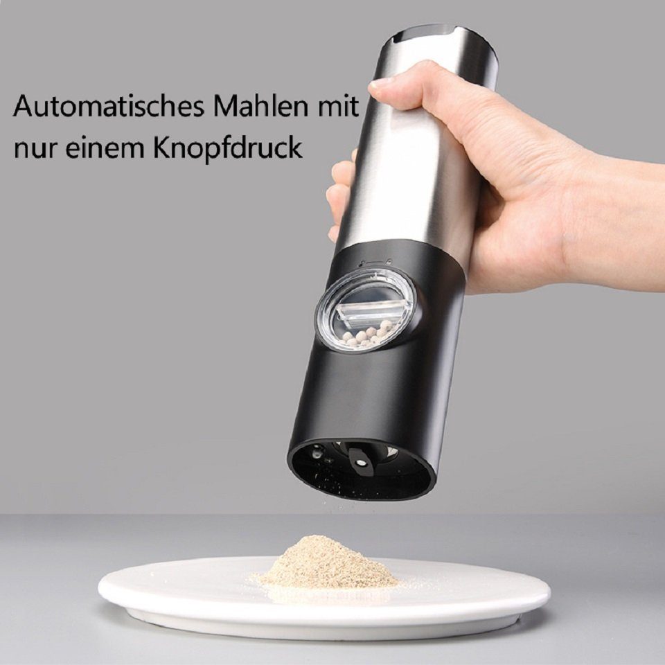 BUMHUM Salz-/Pfeffermühle Salz-/Pfeffermühle Salz und Pfeffermühle Salzmühle 2er Set Elektrisch USB Aufladbar Gewürzmühle mit Keramikmahlwerk,Adjustable Gewürzmühle, mit Wiederaufladbare Batterie und LED Indikator,Chilimühle Grinder